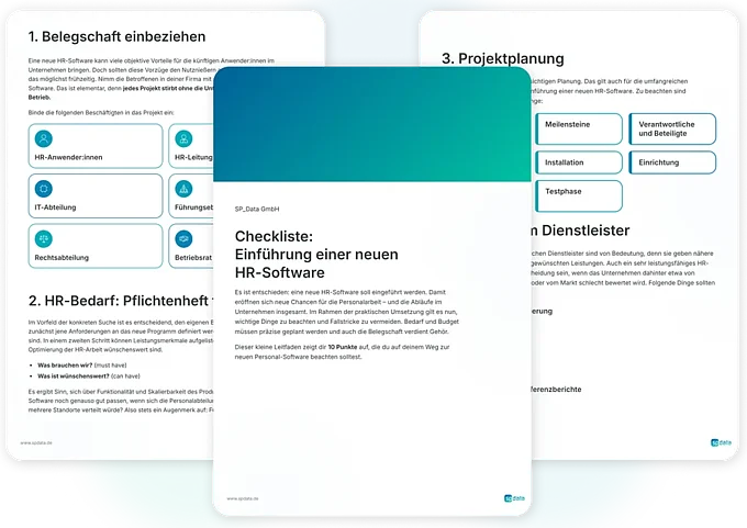 Checkliste zur Einführung einer neuen HR-Software von SP_Data – Vorschau der PDF-Seiten