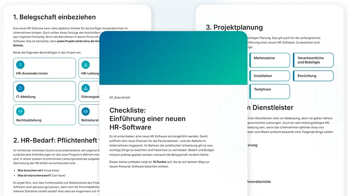Checkliste zur Einführung einer neuen HR-Software von SP_Data – Vorschau der PDF-Seiten